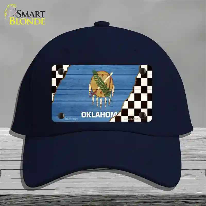 Oklahoma Racing Flag Novelty License Plate Hat Tag Cotton / Navy