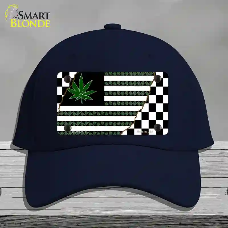 Weed American Racing Flag Novelty License Plate Hat Tag Cotton / Navy