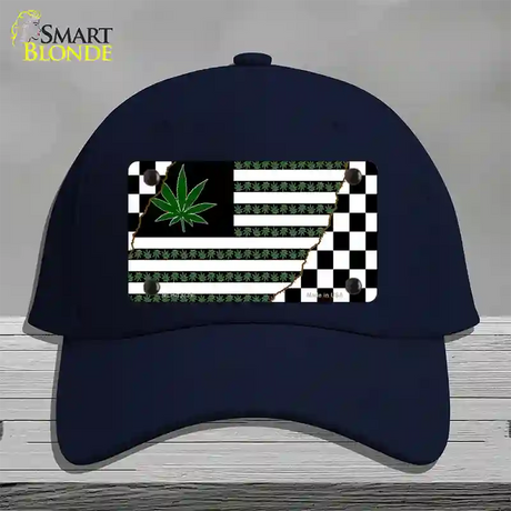 Weed American Racing Flag Novelty License Plate Hat Tag Cotton / Navy