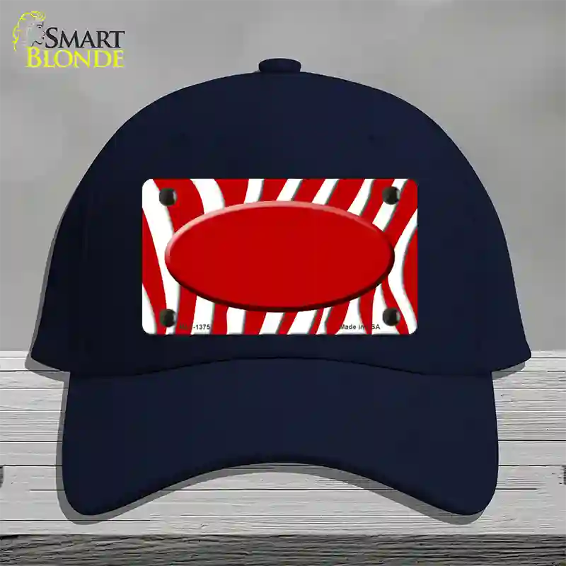 Red White Zebra Center Oval Novelty License Plate Hat Cotton / Navy