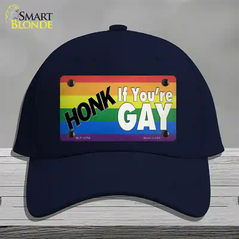 Honk If Youre Gay Novelty License Plate Hat Tag Cotton / Navy