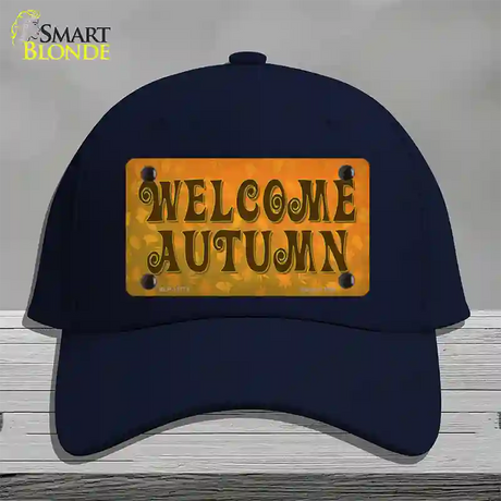 Welcome Autumn Novelty License Plate Hat Tag Cotton / Navy