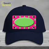 Lime Green Pink Polka Dot Lime Green Center Oval Novelty License Plate Hat Cotton / Navy