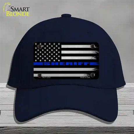 Sheriff Blue Flag Novelty License Plate Hat Tag Cotton / Navy