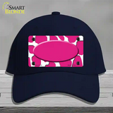 Pink White Giraffe Center Oval Novelty License Plate Hat Cotton / Navy