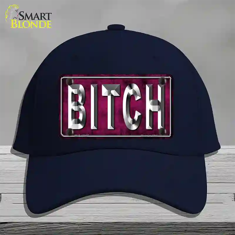 Bitch Pink Novelty License Plate Hat Tag Cotton / Navy