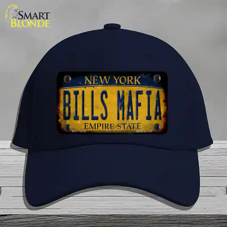 Bills Mafia New York Yellow Rusty Novelty License Plate Hat Tag Cotton / Navy