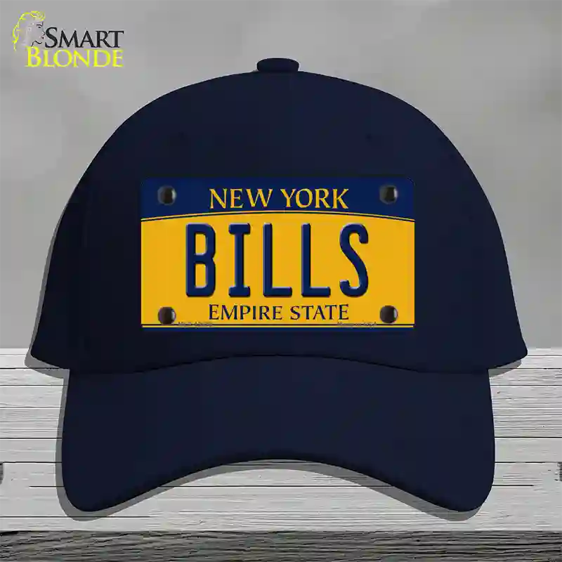 Bills NY Yellow Novelty License Plate Hat Tag Cotton / Navy