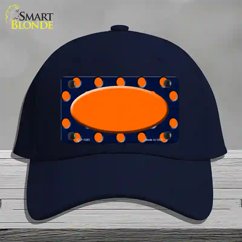 Orange Navy Blue Polka Dot Orange Center Oval Novelty License Plate Hat Cotton / Navy