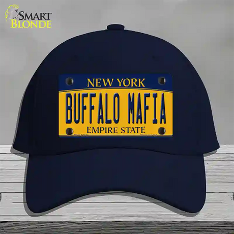 Buffalo Mafia NY Yellow Novelty License Plate Hat Tag Cotton / Navy