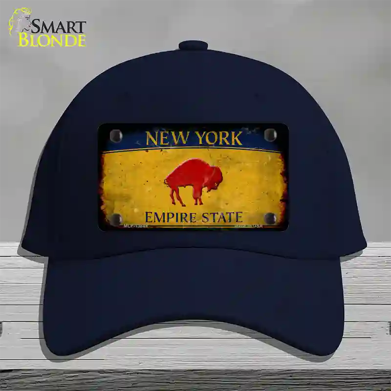 Red Buffalo NY Yellow Rusty Novelty License Plate Hat Tag Cotton / Navy