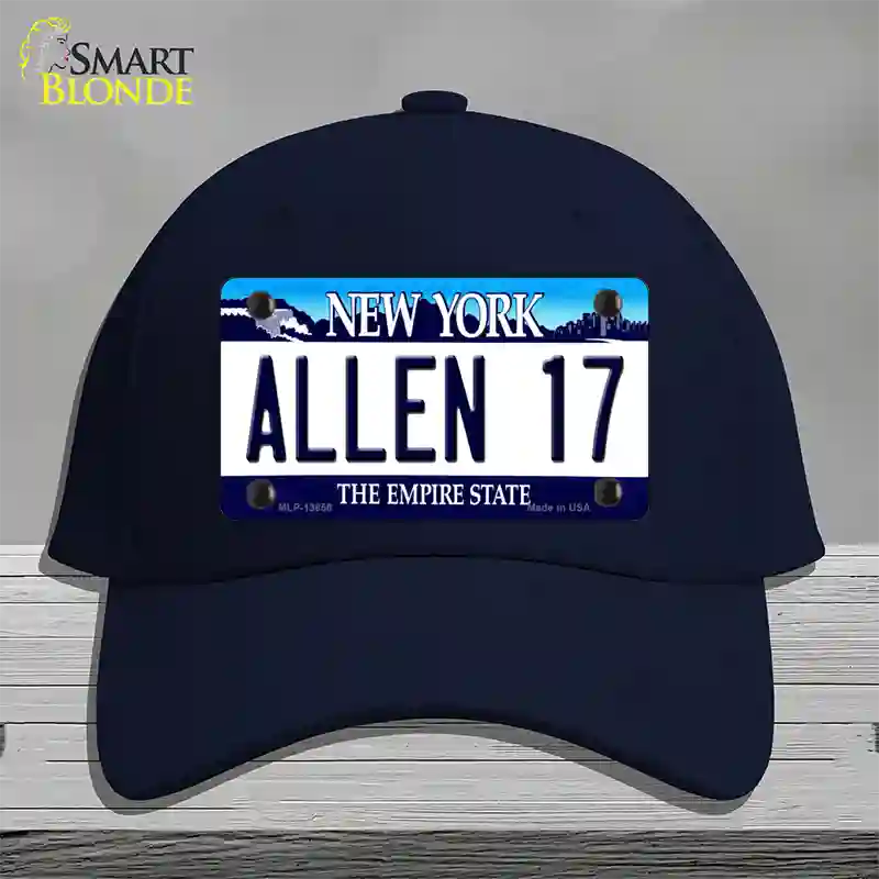 Allen 17 NY Blue Novelty License Plate Hat Tag Cotton / Navy