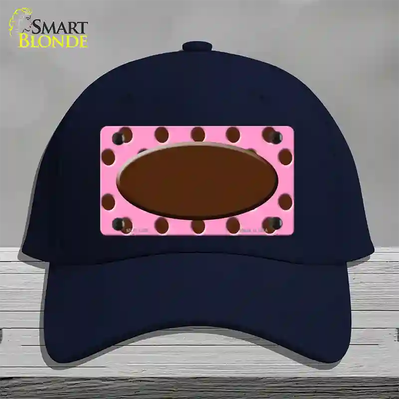 Brown Pink Polka Dot Brown Center Oval Novelty License Plate Hat Cotton / Navy