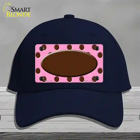 Brown Pink Polka Dot Brown Center Oval Novelty License Plate Hat Cotton / Navy