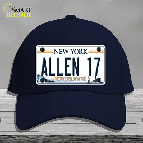 Allen 17 NY Excelsior Novelty License Plate Hat Tag Cotton / Navy