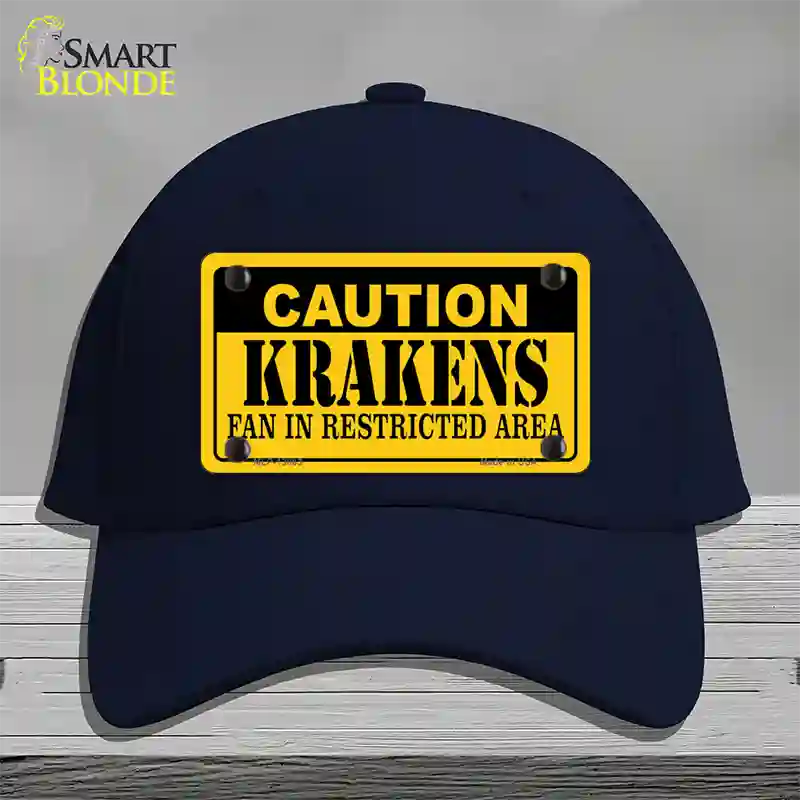 Caution Krakens Novelty License Plate Hat Tag Cotton / Navy