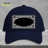 White Black Houndstooth Black Center Oval Novelty License Plate Hat Cotton / Navy