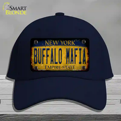 Buffalo Mafia NY Rusted Yellow Novelty License Plate Hat Tag Cotton / Navy