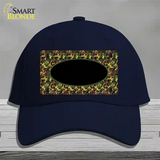 Green Camo Oval With Black Oval Center Novelty License Plate Hat Cotton / Navy