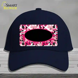 Pink Camo With Black Center Oval Novelty License Plate Hat Cotton / Navy