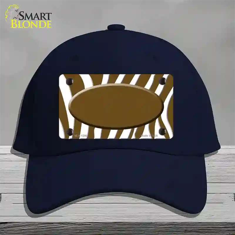 Brown White Zebra Center Oval Novelty License Plate Hat Cotton / Navy