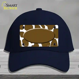 Brown White Giraffe Center Oval Novelty License Plate Hat Cotton / Navy