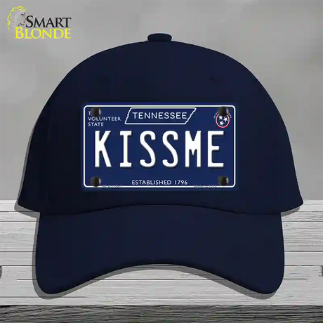 Kiss Me Tennessee Blue Novelty License Plate Hat Tag Cotton / Navy