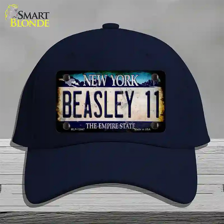 Beasley 11 New York Blue Novelty License Plate Hat Tag Cotton / Navy