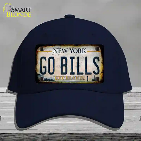 Go Bills New York White Novelty License Plate Hat Tag Cotton / Navy