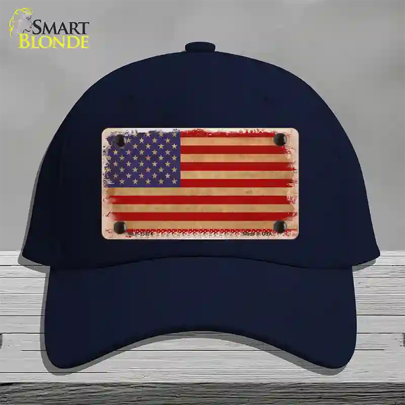 Grunge American Flag Novelty License Plate Hat Tag Cotton / Navy