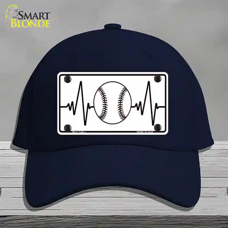 Baseball Heart Beat Novelty License Plate Hat Tag Cotton / Navy