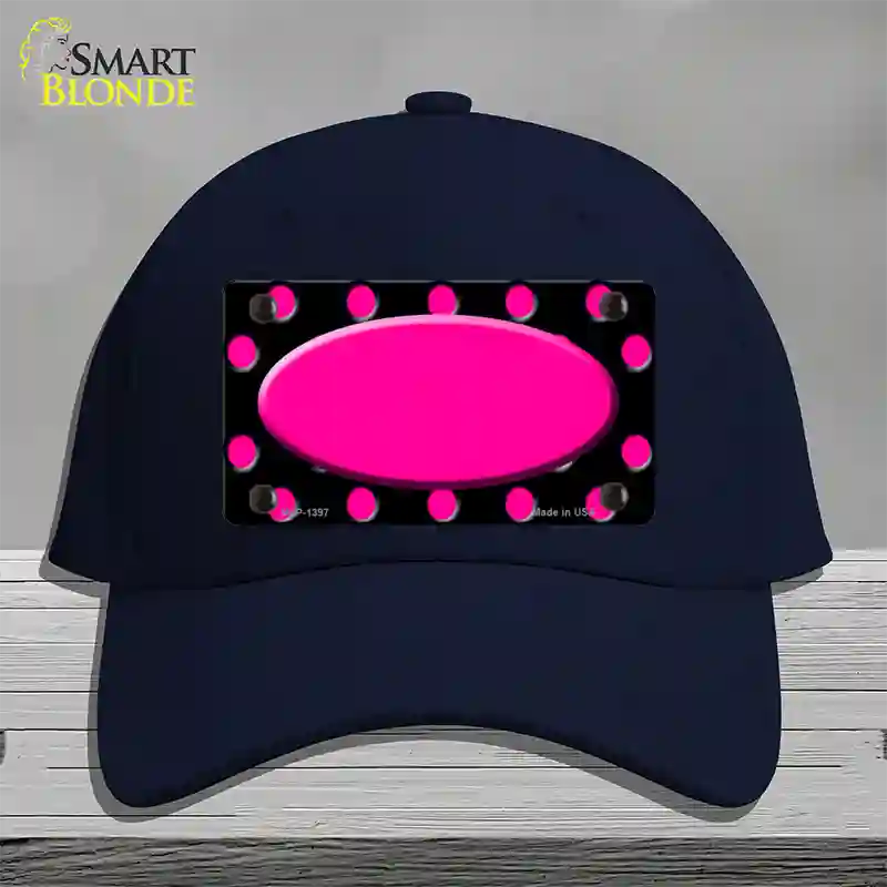 Pink Black Polka Dot Pink Center Oval Black Novelty License Plate Hat Cotton / Navy