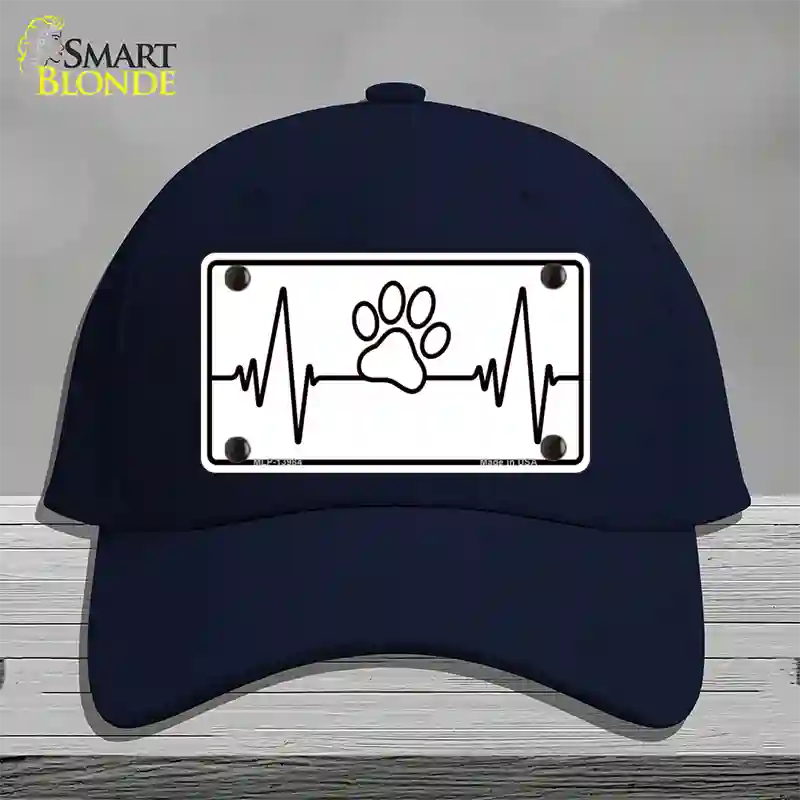 Paw Print Heart Beat Novelty License Plate Hat Tag Cotton / Navy