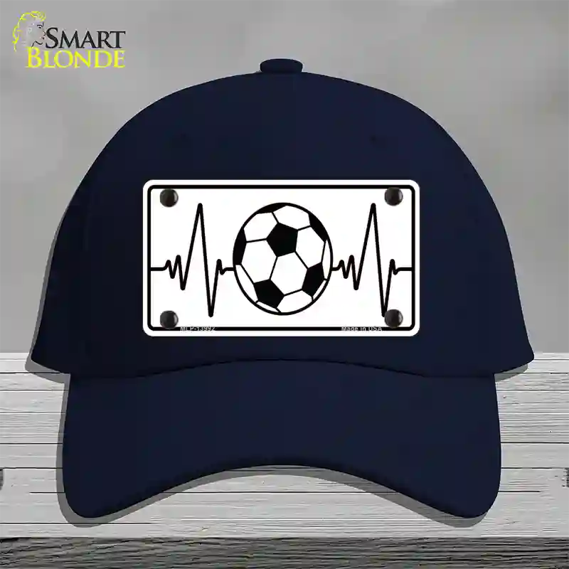 Soccer Heart Beat Novelty License Plate Hat Tag Cotton / Navy