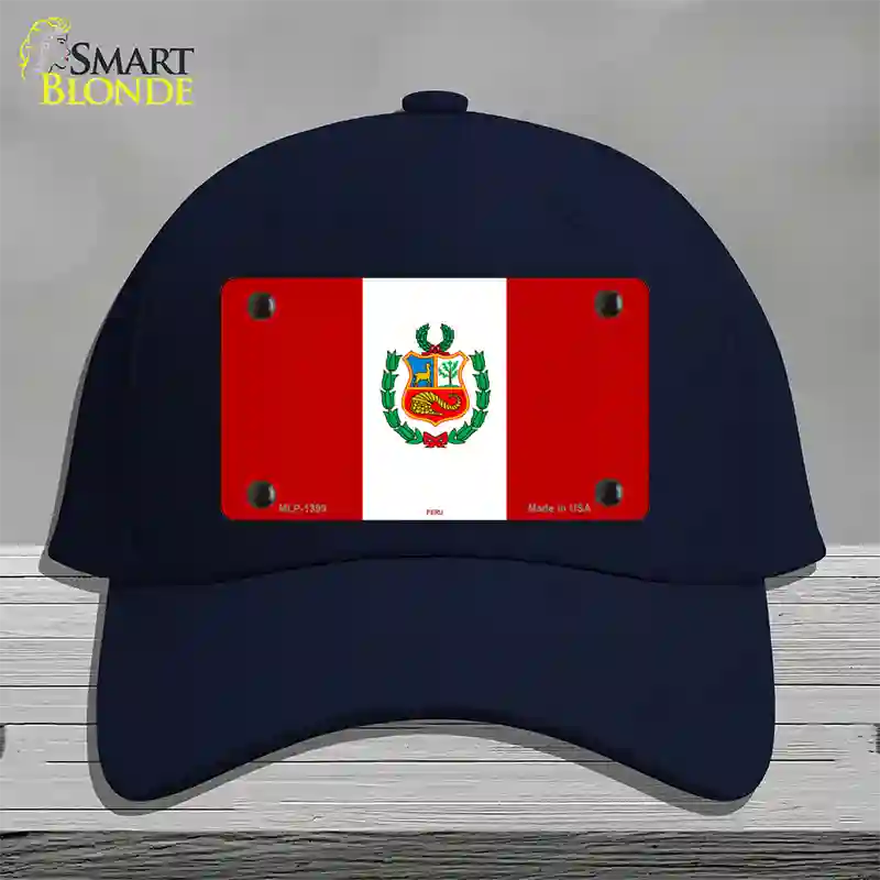 Peru Flag Novelty License Plate Hat Cotton / Navy