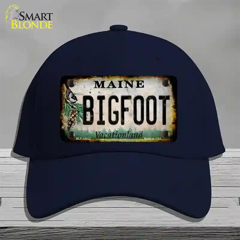 Bigfoot Maine Novelty License Plate Hat Tag Cotton / Navy