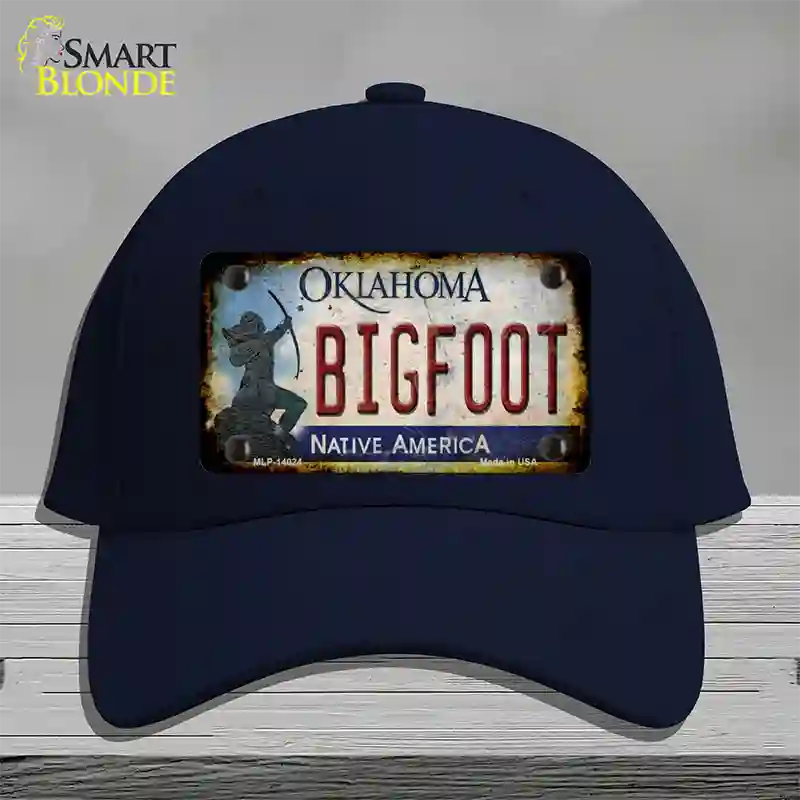 Bigfoot Oklahoma Novelty License Plate Hat Tag Cotton / Navy