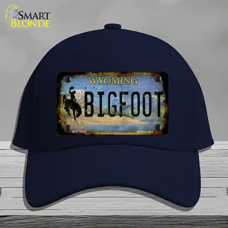 Bigfoot Wyoming Novelty License Plate Hat Tag Cotton / Navy