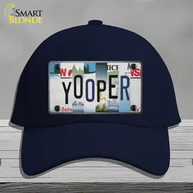 Yooper Strip Art Novelty License Plate Hat Tag Cotton / Navy