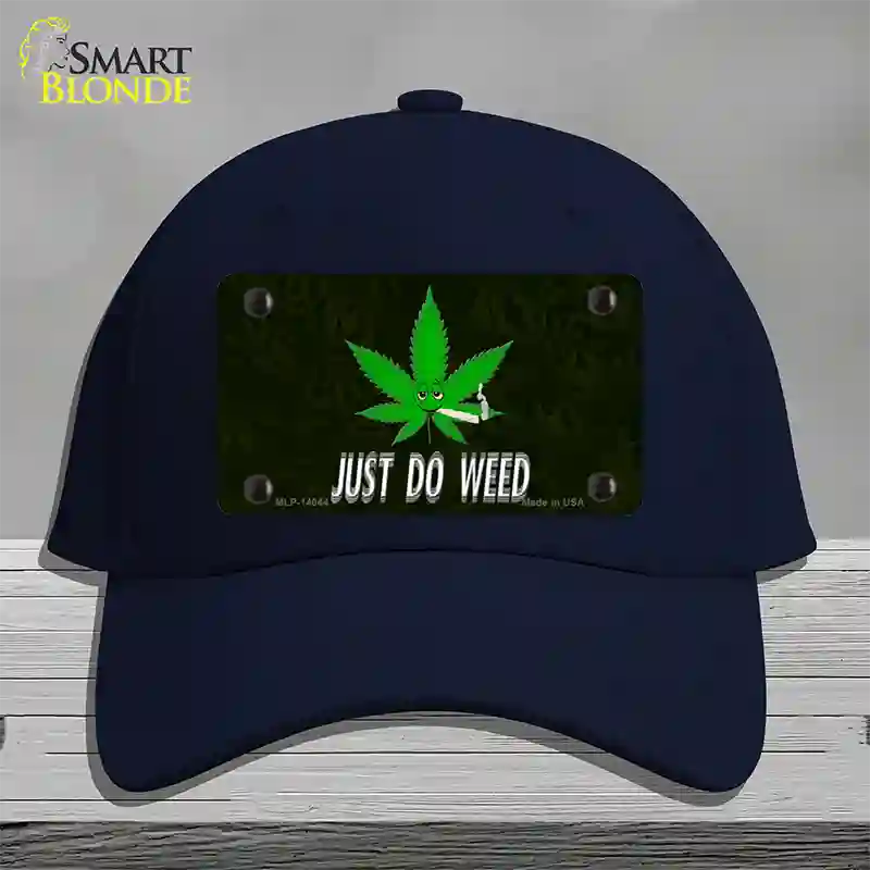 Just Do Weed Leaf Novelty License Plate Hat Cotton / Navy