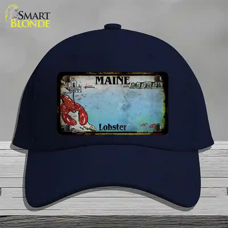 Maine Lobster Blank Rusty Novelty License Plate Hat Cotton / Navy