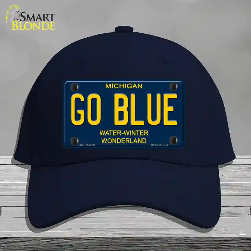 Go Blue Michigan Blue Novelty License Plate Hat Cotton / Navy