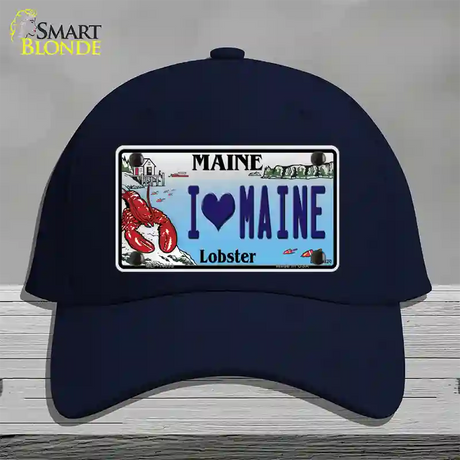 I Heart Maine Lobster Novelty License Plate Hat Cotton / Navy