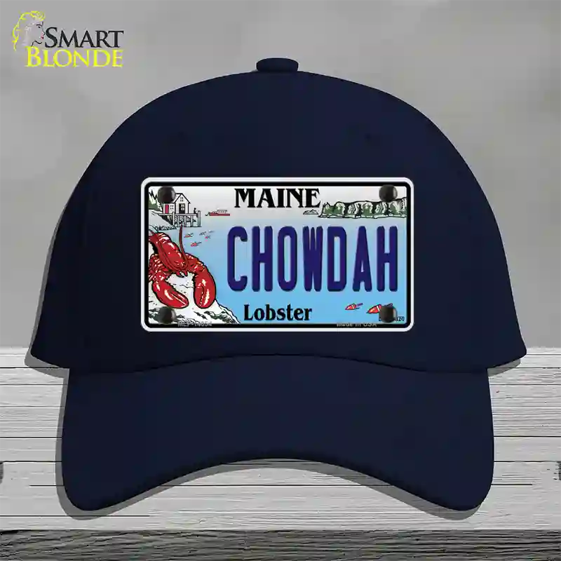 Chowdah Maine Lobster Novelty License Plate Hat Cotton / Navy