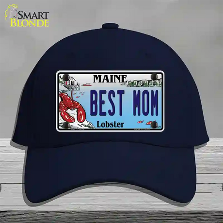 Best Mom Maine Lobster Novelty License Plate Hat Cotton / Navy