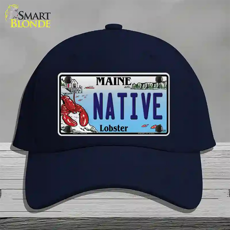 Native Maine Lobster Novelty License Plate Hat Cotton / Navy