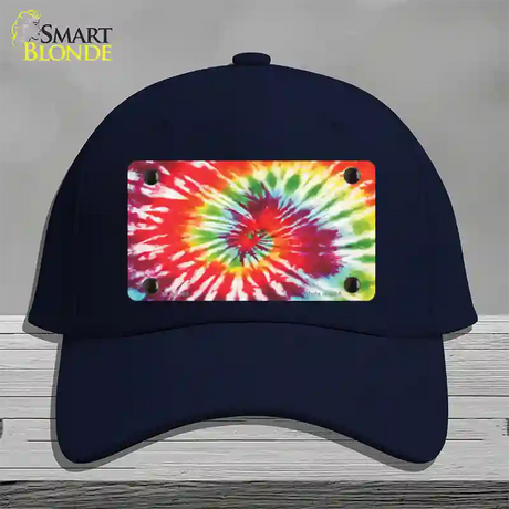 Red Swirl Tie-Dye Novelty License Plate Hat Cotton / Navy