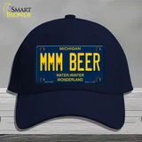 Mmm Beer Michigan Blue Novelty License Plate Hat Cotton / Navy