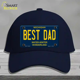 Best Dad Michigan Blue Novelty License Plate Hat Cotton / Navy