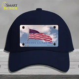 God Bless America Clouds Novelty License Plate Hat Cotton / Navy